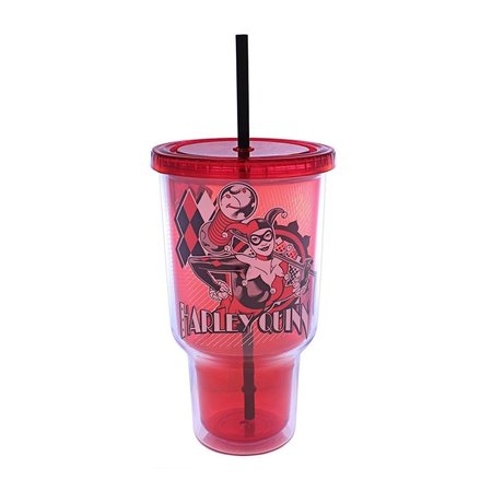 SILVER BUFFALO 32 oz Harley Quinn Jumbo Cold Cup with Lid & Straw SI570308